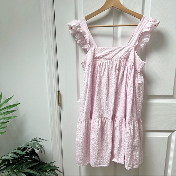 Topshop Textured Smock Mini Dress in Pale Pink Animal Print - Picture 3 of 7